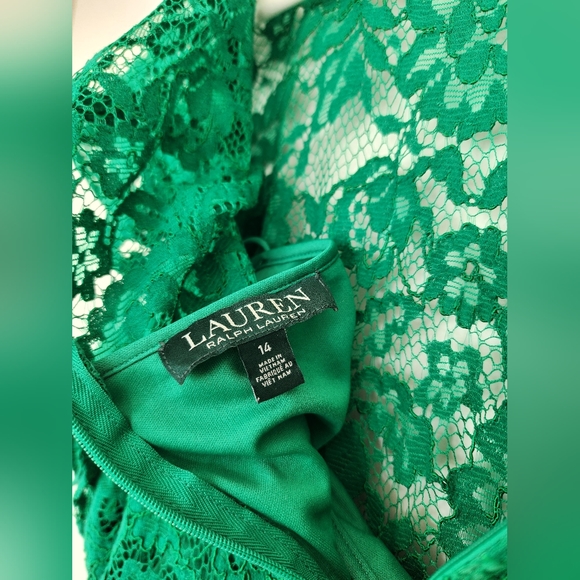Ralph Lauren Women's Green Lace Dress - Picture 3 of 4